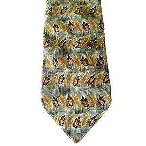Peter Thomas by Superba Tie Grain Wheat Leaf Italian Silk Gorpcore Farm Nature